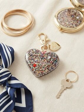 Bling Sting  Multicolor Glitter Heart Keychain Safety Alarm NEW